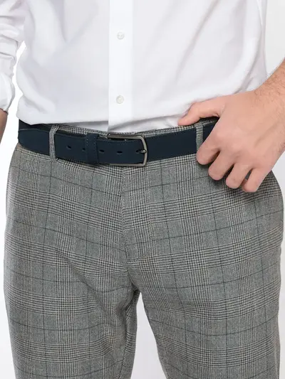 Ремень синий на пряжке из микрофибры